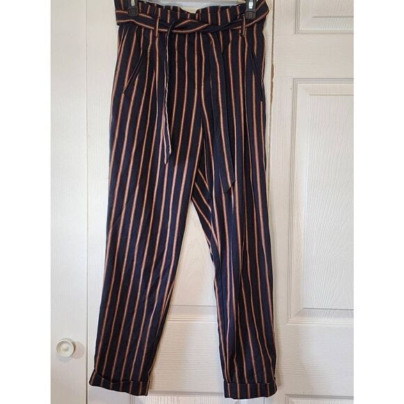 Zara Navy Striped Pants - Picture 2 of 10
